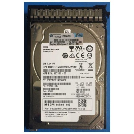 "HP Enterprise 2TB 12G 72K SFF SAS HDD - High Performance Storage Solution | 867204-001"